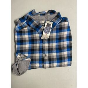 Eddie Bauer Men's Size XXL Blue Grey Plaid Flannel L/S Button Casual Shirt